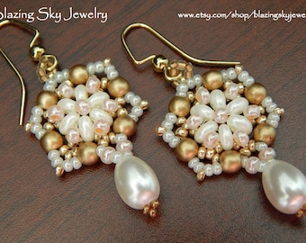 Beading Tutorial Elisa Earrings - Beading Pattern, PDF Instant Download