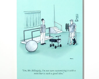 Funny Get-Well Card - Mini Bar Scooter