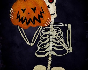 Halloween Farbe. Bild. Abbildung. Scheues Skelett