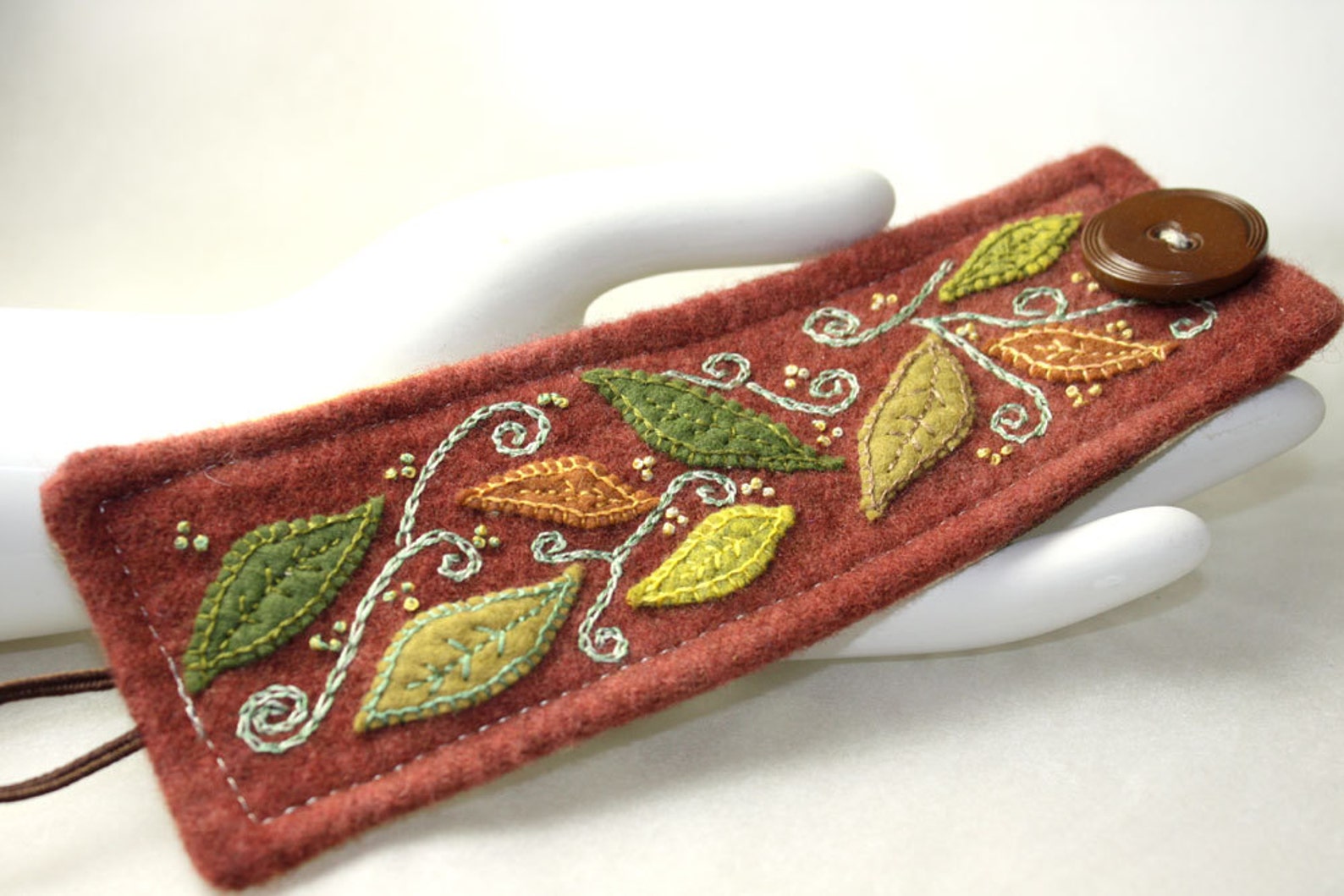 Hand Embroidery Embroidered Cuff Bracelet Jewelry Wool Falling Etsy