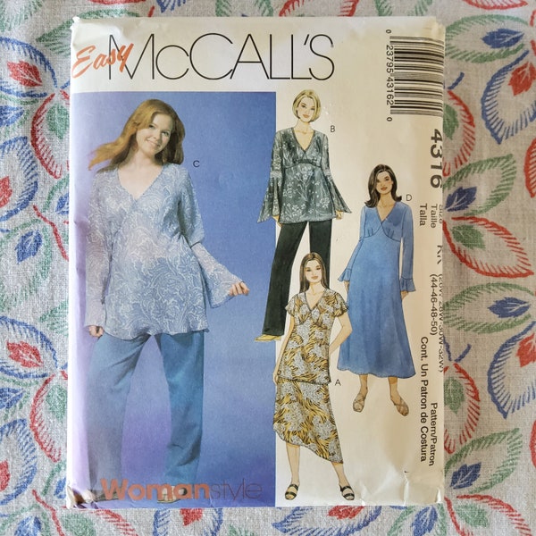 McCalls 4316 Complete Uncut Factory Folds Vintage Y2K Sewing Pattern Plus Size Separates Boho Blouse Dress or Skirt Set Multiple Sizes Avail