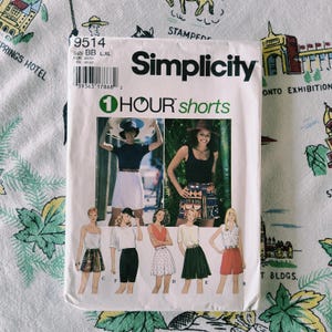 Simplicity 9514 Komplettes, ungeschnittenes, werkseitig gefaltetes Vintage-Schnittmuster von 1995 für Shorts, Größe L/XL (W 32-39), Nähte ab 1 Stunde.