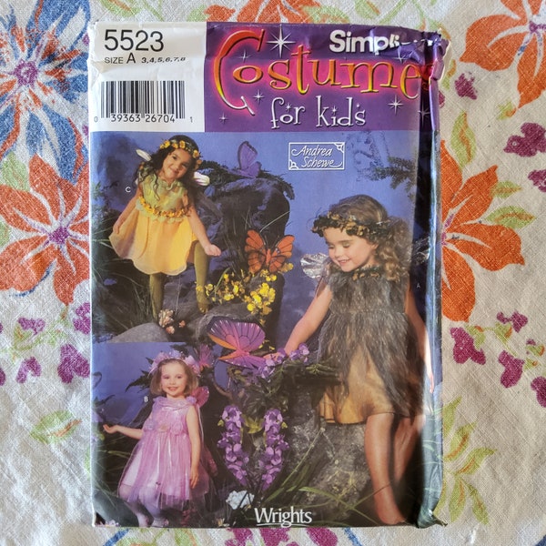 Simplicity Costumes 5523 Complete Uncut Factory Folds Vintage Y2K Sewing Pattern Little Fairies Woodland Flower Etc Andrea Schewe Size 3-8