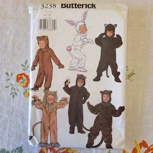 Butterick P240 3238 Complete Uncut Factory Folds Costume Sewing Pattern Kids Costumes PJ Based Animals Multiple Sizes Available