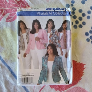 Simplicity 4302 Complete Uncut Factory Folds Sewing Pattern Khaliah Ali Collection Open or Button Front Blazer Jacket Sz 18W-24W Bust 40-46