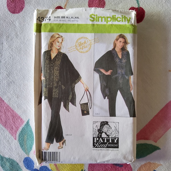 Simplicity 4374 Complete Uncut Factory Folds Sewing Pattern Kimono Poncho Casual Formal Patty Reed Designs Size M-XXL 14-26 Bust 36-48