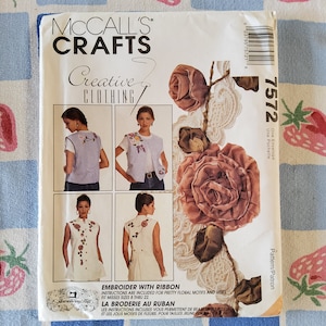 McCalls 7572 Complete Uncut Factory Folds Vintage 90s Sewing Pattern Creative Clothing Embellish Ribbon Embroidery Vests Long or Short S-XL