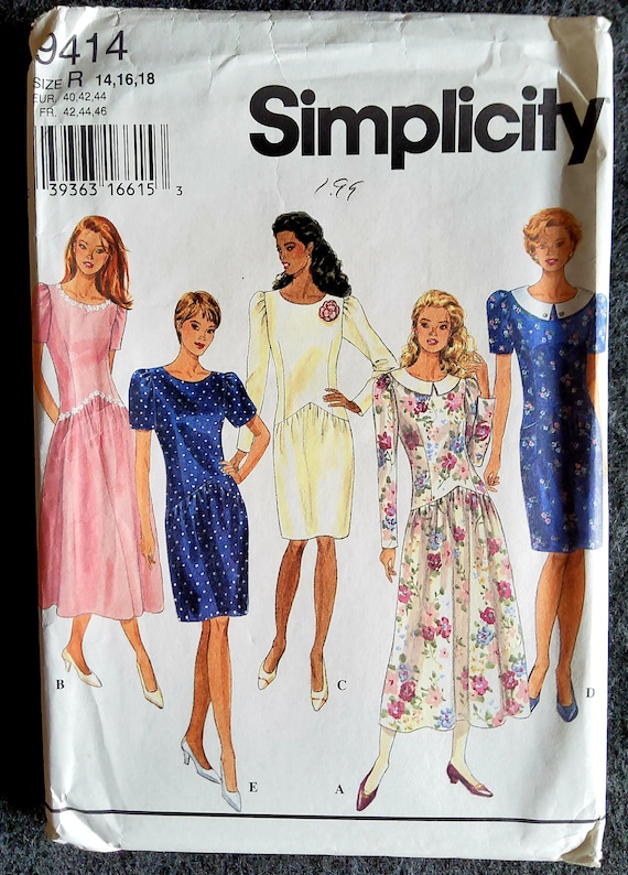 Simplicity 9414 Complete Uncut Factory Folds Vintage 90s Modest Dress Inverted Waistline Puff Sleeves Lock up Your Virtue Size 14 16 18 - Etsy Simplicity 9414 Complete Uncut Factory Folds Vintage 90s Modest Dress Inverted Waistline Puff Sleeves Lock up Your Virtue Size 14 16 18 - Etsy