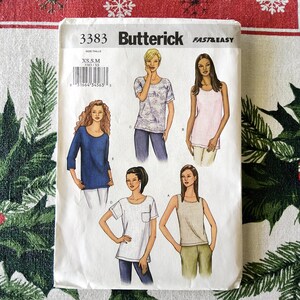 Butterick 3383 Komplett oklippt fabriksveck Vintage 2002 Y2K sömnadsmönster Stickade t-shirts Modegarderobsgrunder Storlek XS-M Byst 30.5-36