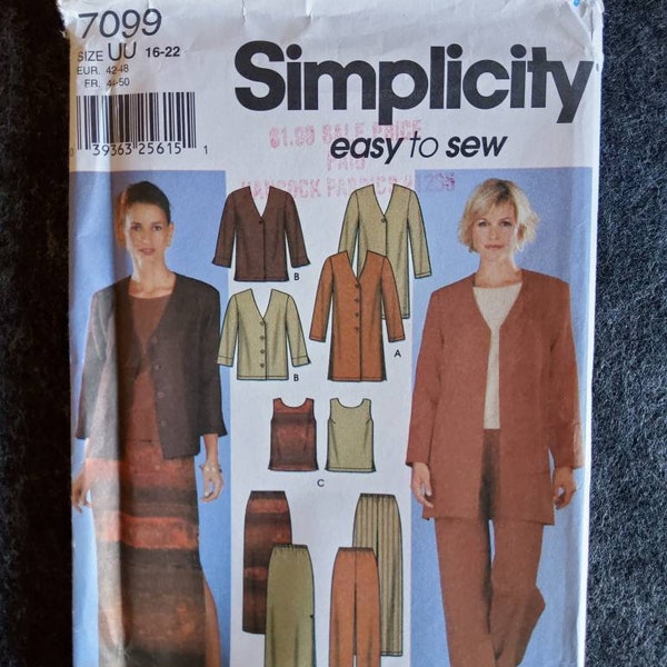 Simplicity 7099 Complete Uncut Factory Folds Plus Size Career Capsule Wardrobe Endless Options Eco Fashion Timeless Fashion