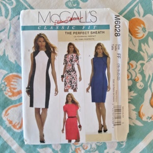 McCalls 6028 Complete Uncut Factory Folds Magic Dress Sewing Pattern Danger Curves Ahead Sexy Midi Length Dress Size 16-22 Bust 38-44