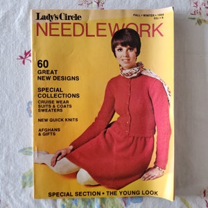 Lady&#39;s Circle Needlework Vintage 60s Knitting Crochet The Young Look Fall Winter Magazine Patterns MOD