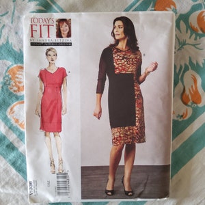 Vogue 1336 Complete Uncut Factory Folds Sewing Pattern Today's Fit Sandra Betzina Color/Print Block Midi Dress Size A-J Bust 32-55