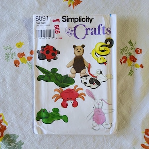 Simplicity Crafts 8091 compleet ongesneden fabrieksplooien vintage 1998 naaipatroon knuffeldieren softsculptuur