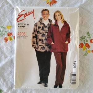 McCalls 4208 Complete Uncut Factory Folds Vintage 2003 Sewing Pattern Unisex Fleece Zip Front Jackets Patch Pockets Multiple Sizes Available