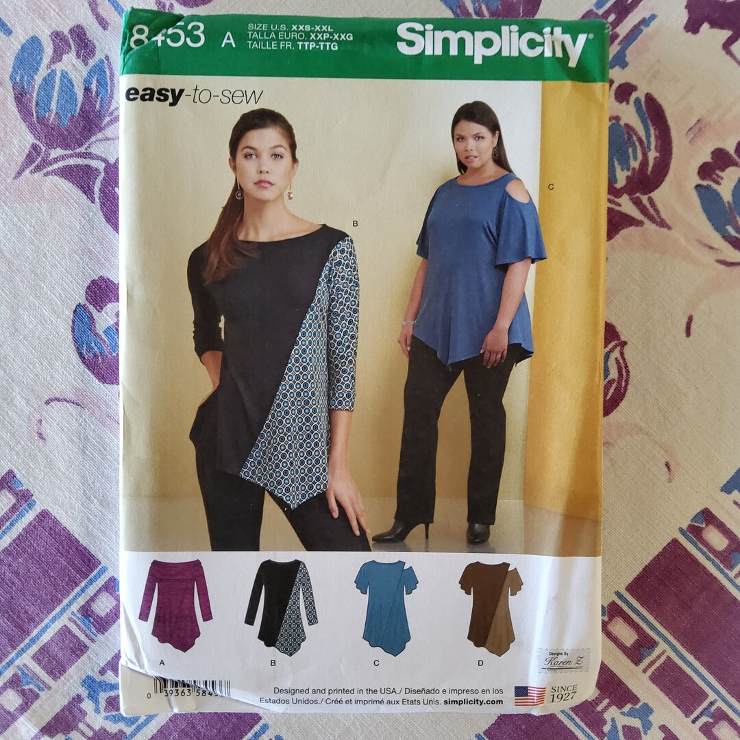 Simplicity 8453 Complete Uncut Factory Folds Sewing Pattern Knit Tops