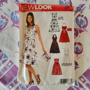 Vestido clásico New Look 6457 sin cortes, con pliegues de fábrica, estilo halter, sin tirantes, listo para pin-up, talla 6-16, busto 32-42