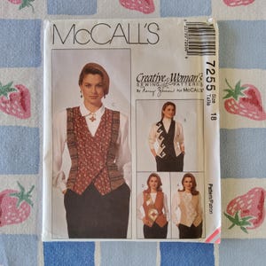 McCalls 7255 Complete Uncut Factory Folds Vintage 90s Sewing Pattern Creative Woman by Nancy Zieman Tailored Artsy Vest Unique Multi Sizes