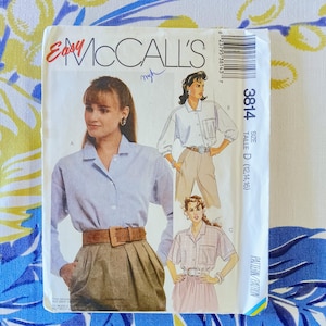 McCalls 3814 Complete Uncut Factory Folds Vintage 1988 Sewing Pattern Oversized Button Up Blouses Size 12-16