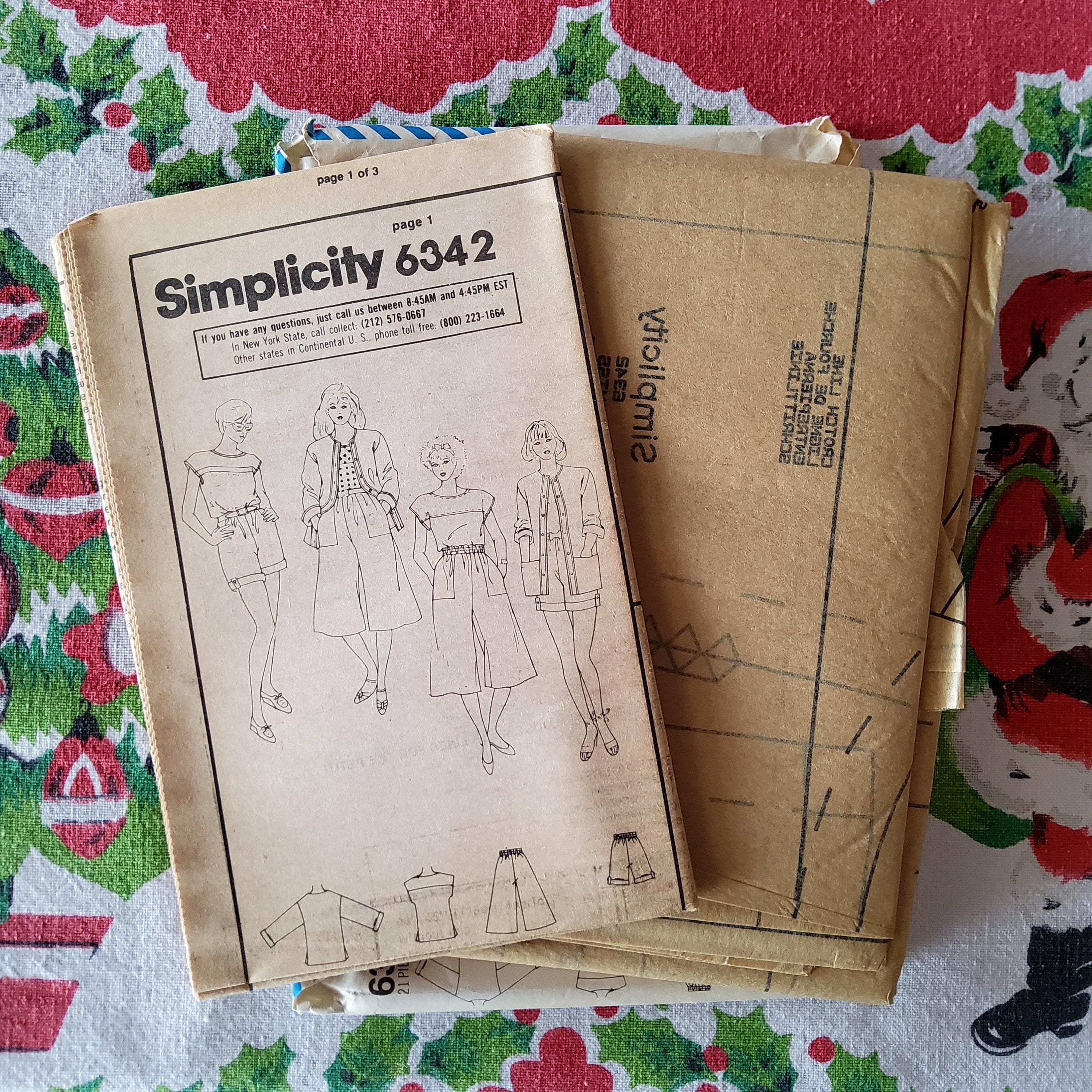 Simplicity 6342 Complete Uncut Factory Folds Vintage 80s Sewing