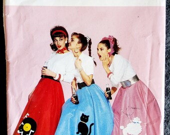 Butterick 4114 Complete Uncut Factory Folds Vintage 90s Classic 50s Poodle Dog Music Skirt Appliqued Halloween Costume Cosplay Zombies Too