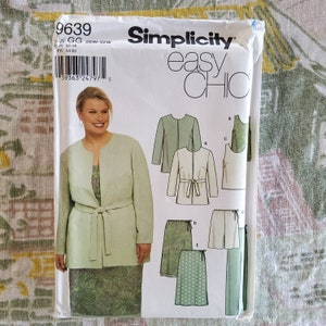 Simplicity 9639 Complete Uncut Factory Folds Vintage 2000s Sewing Pattern Easy Chic Capsule Wardrobe Plus Size 26W-32W Bust 41.5-49