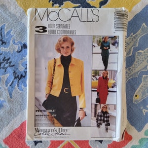 McCalls 8458 Complete Uncut Factory Folds Vintage 90s Sewing Pattern Boxy Blazer Short or Mid Length Pants Pantsuit Nation Multi Sizes Avl