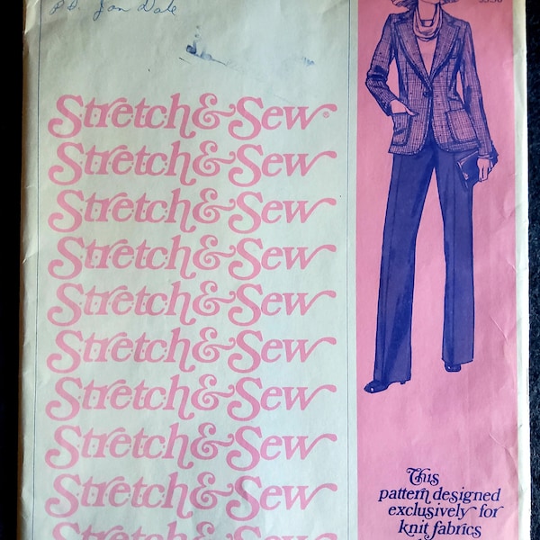 Stretch & Sew 1035 Complete Uncut Factory Folds Vintage 70s Sewing Pattern Ann Person One Button Blazer Fashion Basic 30 32 34 36 38 40 42