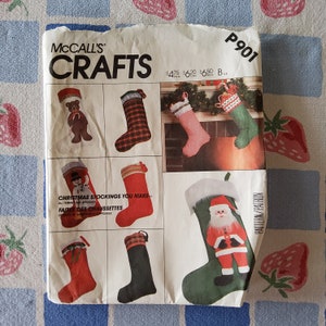 McCalls Crafts P901 / 776 / 2083 Complete Uncut FF Vintage 80s Sewing Pattern Christmas Stockings Holiday Decor Applique Felt Work