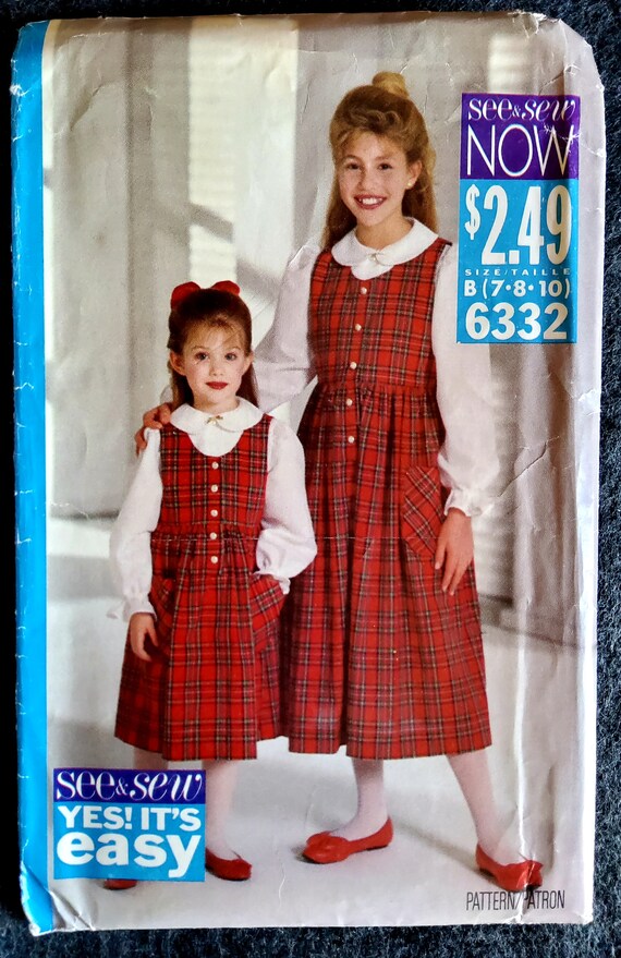 Butterick See 'n Sew 6332 Complete Uncut Factory Folds Vintage 90s Matching Holiday  Dresses Sewing Pattern Size 2-6 or 7 8 10 - Etsy