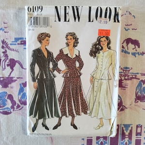New Look 6109 Complete Uncut Factory Folds Vintage 90s Sewing Pattern Totally Romantic Skirt Suit Princess Seam Jacket Skirt 8-18 30.5-40