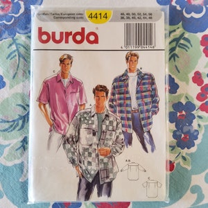 May include: Burda sewing pattern number 4414 for a shirt with three different designs. The pattern includes sizes 46, 48, 50, 52, 54, 56 and 36, 38, 40, 42, 44, 46.