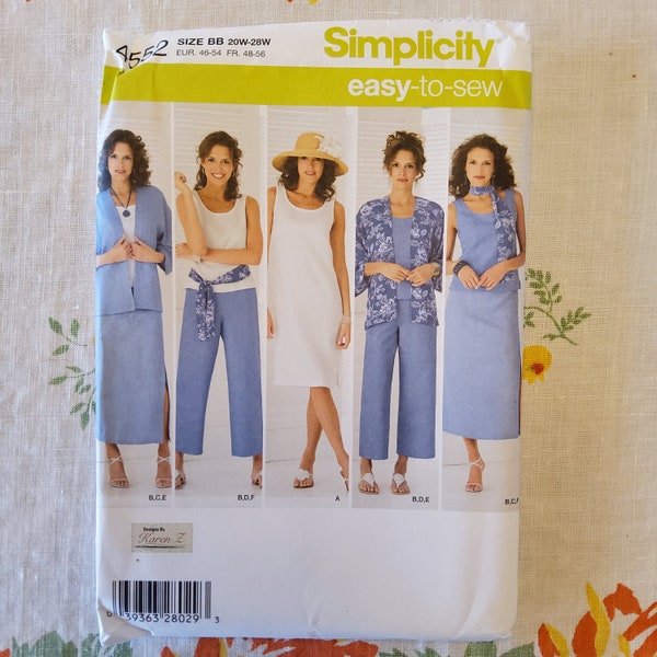 Simplicity 4552 Complete Uncut Factory Folds Sewing Pattern Caspule Wardrobe Summerly Separates Multiple Sizes Available Plus & Regular