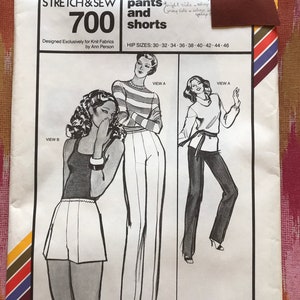 Stretch and Sew 700 Complete Uncut Factory Folds 60s 70s Vintage Sewing Pattern Pants and Shorts Timeless Fashion Learn to Sew Size 34-46