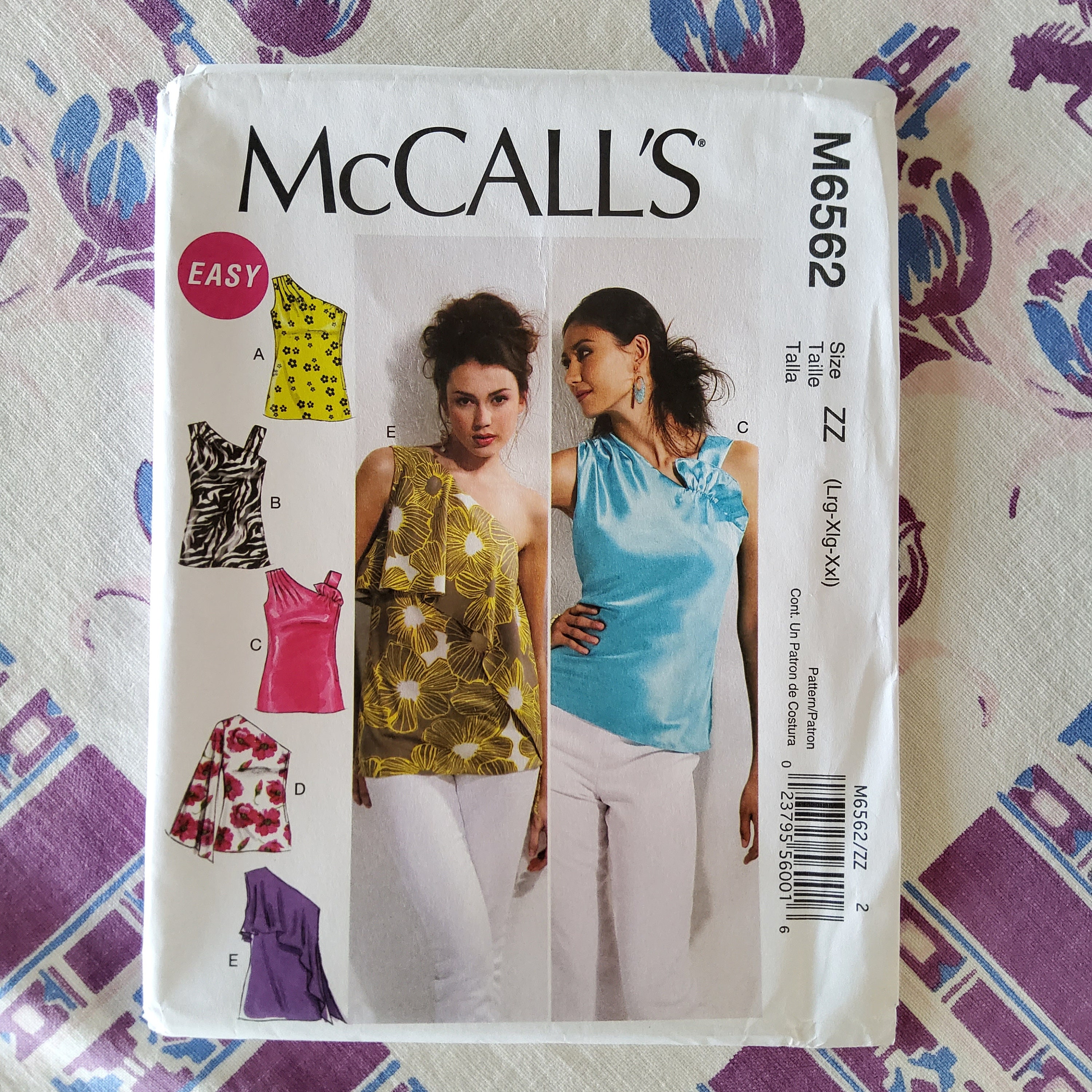 McCalls 6562 Complete Uncut Factory Folds Sewing Pattern Cute Trendy Off or Cold Shoulder Tops Draped Elements Untucked Fancy Multi Sizes Av