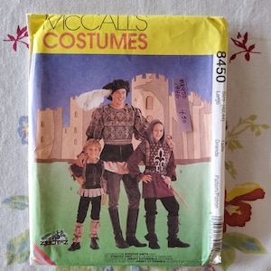 Patrón de costura vintage de los años 90, de McCalls Costume 8450, completo, sin cortar, de fábrica, para caballeros y nobles medievales del Renacimiento, talla L 42-44
