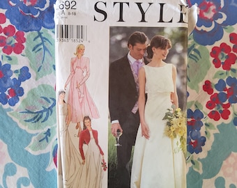 Style 2692 Complete Uncut Factory Folds Vintage 90s Sewing Pattern Formal Wedding Dress Slimming Lines Romantic Size 8-18 Bust 31.5-40