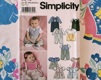 Simplicity 9940 Complete Uncut Factory Folds Vintage 2001 Sewing Pattern Outfits for Infants Size XXS-L