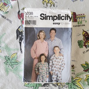 Simplicity 5338 / 9964 Complete Uncut Factory Folds Sewing Pattern Pajamas the Fam Damily Button Up Tops Size XS-L/XS-XL Chest 23-34/30-48