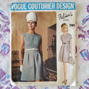 Vogue Couturier Design 2165 Cut compleet vintage jaren 60 naaipatroon Fabiani of Italy ZELDZAME mod mini midi-jurk brede taille A-lijn maat 12 34
