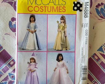 McCalls Costumes 4888 Complete Uncut Factory Folds Sewing Pattern Princesses Existing or Made Up Cosplay Halloween Children Multiple Sizes