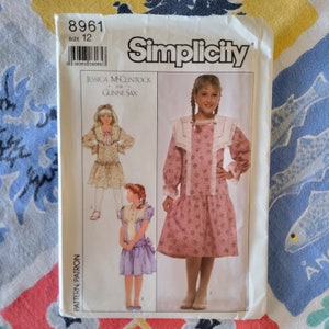 Simplicity 8961 Cut Complete Vintage 80s Sewing Pattern Gunne Sax by Jessica McClintock Edwardian WWI Child&#39;s Dress Size 12 Chest 30