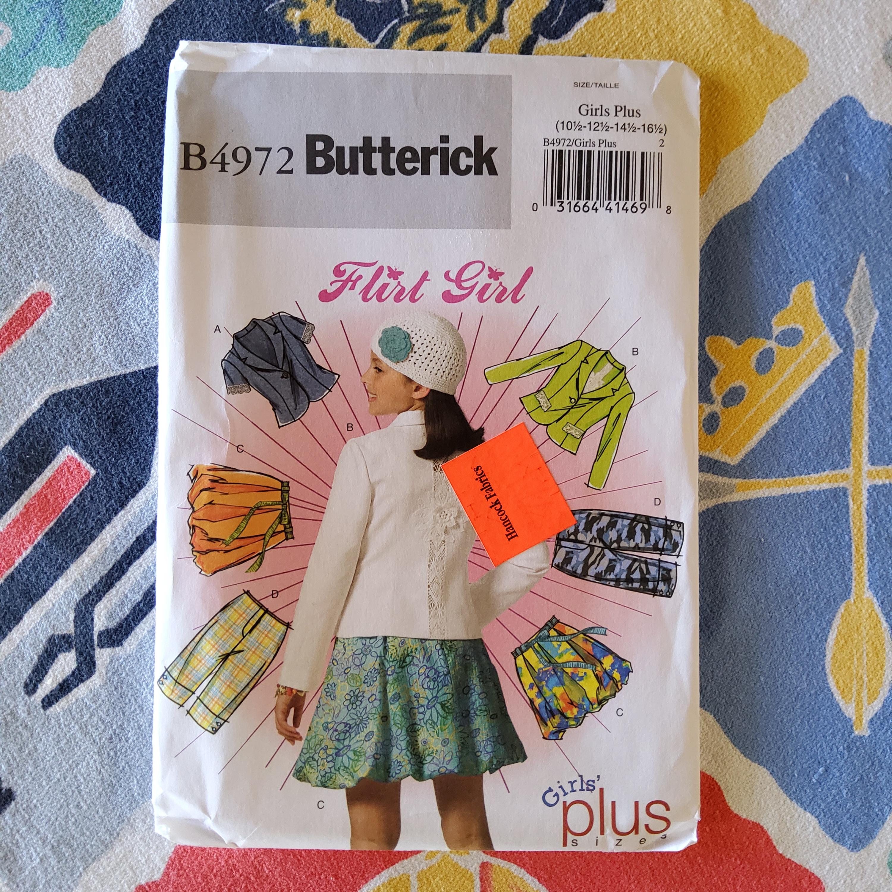 Butterick 4972 Complete Uncut Factory Folds Sewing Pattern Flirt Girl ...