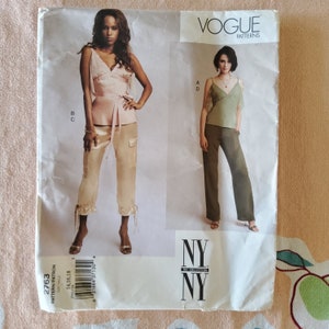Vogue NY NY The Collection 2763 Complete Uncut Factory Folds Sewing Pattern Couture Blouse Cargo Pants Very French Size 14-18 Bust 36-40