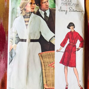Vogue Americana Jerry Silverman 1115 70s Designer Sewing Pattern Cut Complete Dress with Pockets Classic Style Costume Shop