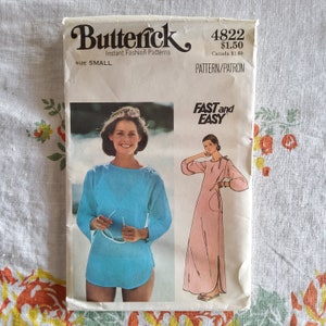 Butterick 4822 Cut Complete Vintage 70s Sewing Pattern Short or Full Length Swim Cover Up Robe Caftan Beachy Huge Pockets Small 31.5-32.5