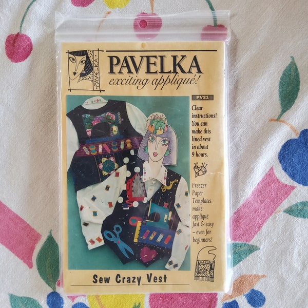 Pavelka 21 Complete Uncut Factory Folds Vintage 90s Sewing Pattern Sew Crazy Vest Patchwork Applique Embellished Vest Fiber Art to Wear