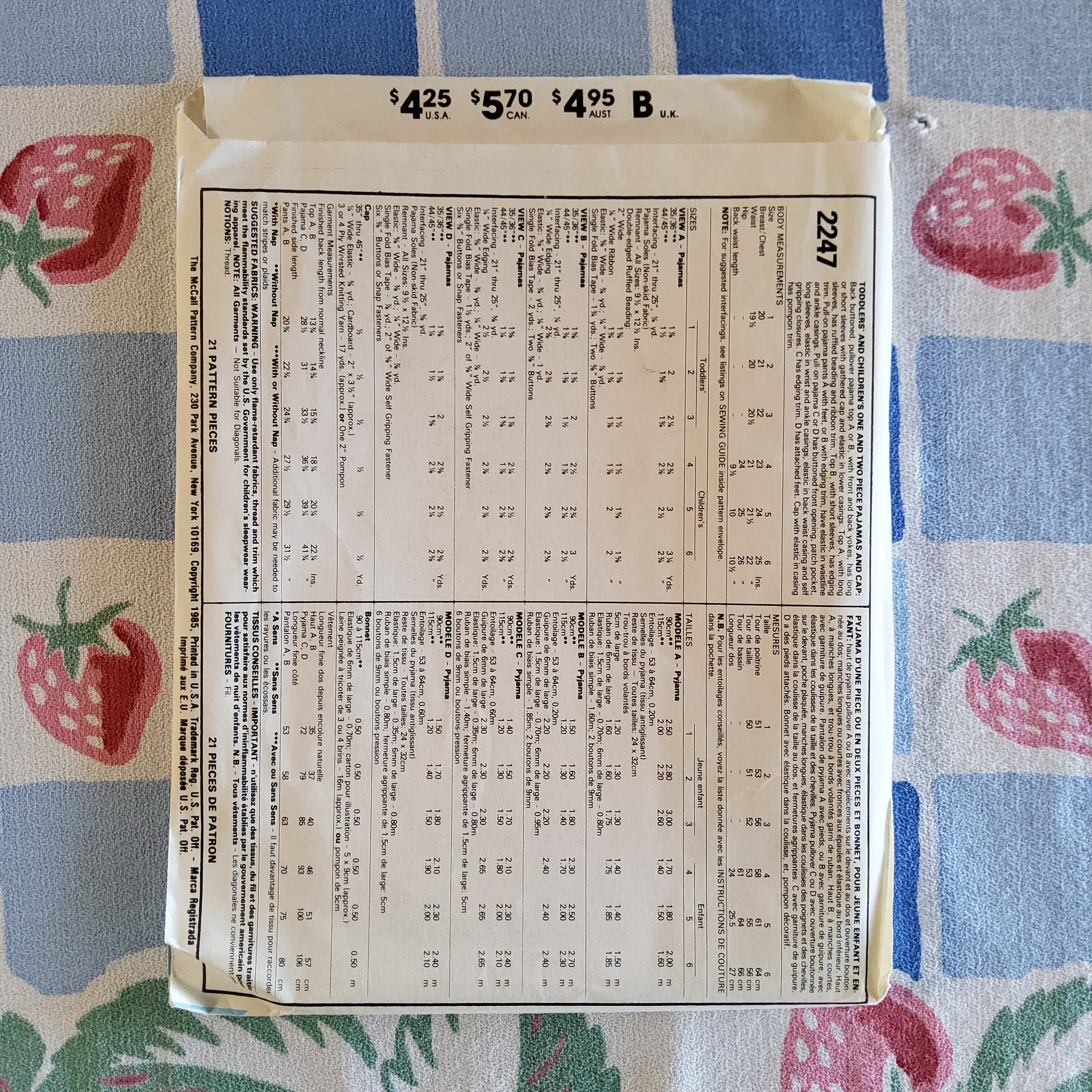 Mccalls 2247 Complete Uncut Factory Folds Vintage 80s Sewing