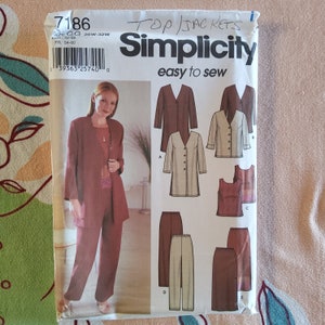 Simplicity 7186 Complete Uncut Factory Folds Easy To Sew Tops Jackets Pants Plus Size Pattern Multiple Sizes Available
