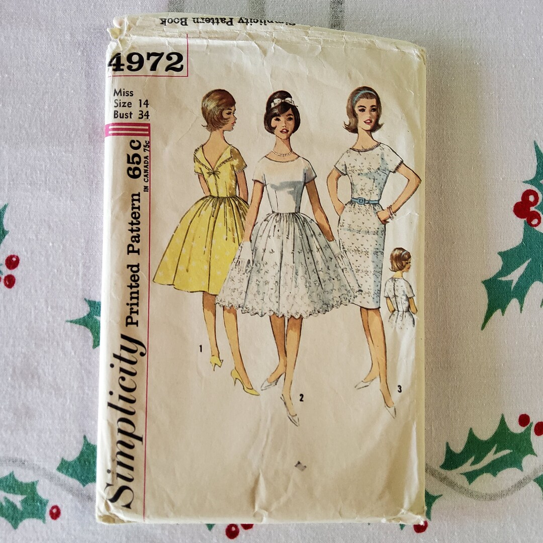 Simplicity 4972 Cut Complete Vintage 60s Sewing Pattern Fit and Flare ...